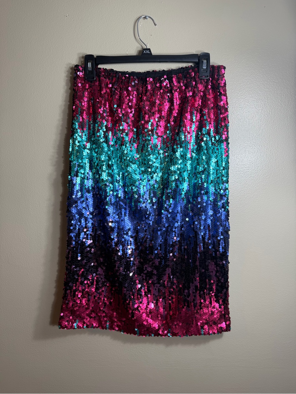 T+J Designs XL Multicolor Ombre Sequin Midi Skirt